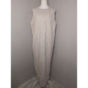 Everlane linen The Bias Cut 12 bone carmel striped sleeveless dress